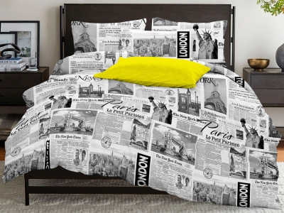 Постельное белье ДУЭТ из бязи эконом «Газета»