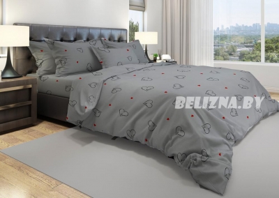 Полуторное постельное белье из бязи эконом «My love (серый)»