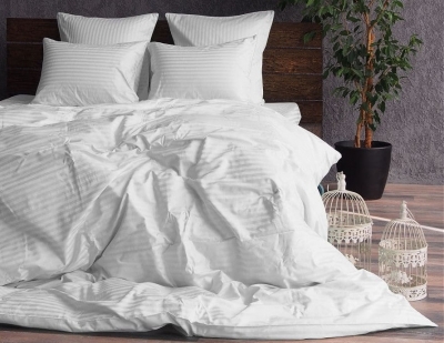 Двуспальное постельное белье из страйп-сатина-жаккарда «1-1 Белый»