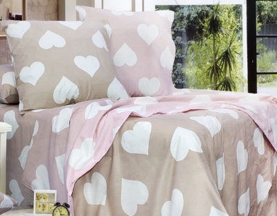 Двуспальное постельное белье из бязи «Amore бежево-розовый»