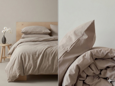 Наволочки 2шт (пара) из вареного хлопка «Бежевый однотонный»  (50x70  70x70)