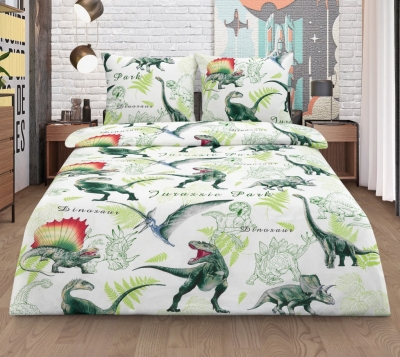 Полуторное постельное белье из бязи «Динозавры»