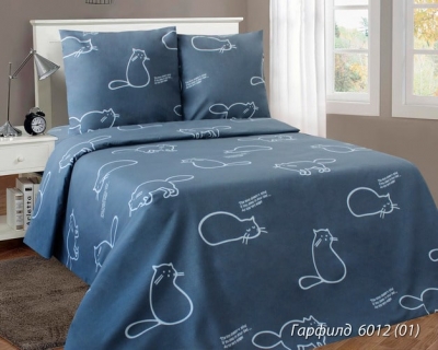 Полуторное постельное белье из бязи «Гарфилд синий»