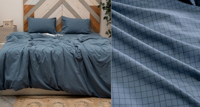 Наволочки 2шт (пара) из вареного хлопка «Голубая клетка»  (50x70  70x70)