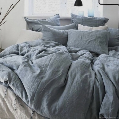 Двуспальное постельное белье из вареного хлопка «Серый»