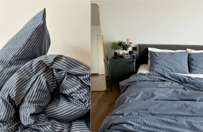 Постельное белье Евро из вареного хлопка «Джинс полоса»