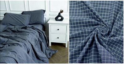 Постельное белье Евро из вареного хлопка «Клетка графит»