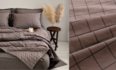 Постельное белье Дуэт из вареного хлопка «Клетка шоколад»