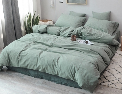 Двуспальное постельное белье из вареного хлопка «Мята»