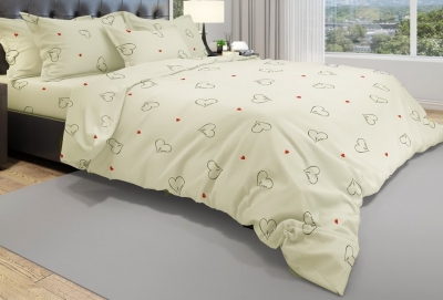 Двуспальное постельное белье из бязи «My love (светло-желтый)»