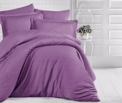 Двуспальное постельное белье из страйп-сатина-жаккарда «Фиолет (полоска 1см)»