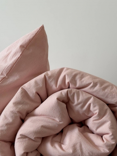 Простынь из вареного хлопка «Розовая мелкая полоса» (150x220 210x220 220x240)