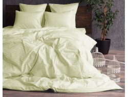 Двуспальное постельное белье из страйп-сатина-жаккарда «Молочный»