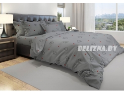 Постельное белье Евро из бязи эконом «My Love (серый)»