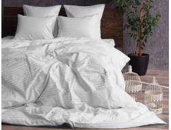 Двуспальное постельное белье из страйп-сатина-жаккарда «1-1 Белый»