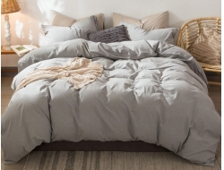 Двуспальное постельное белье из вареного хлопка «Холодный серый»