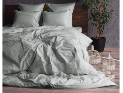 Полуторное постельное белье из страйп-сатина-жаккарда «Серый мрамор (вид В, полоска 1см)»