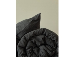 Простынь из вареного хлопка «Серо-черная мелкая полоса» (150x220 210x220 220x240)