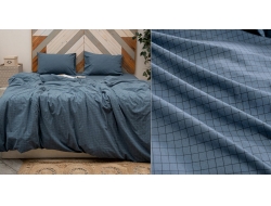 Простынь из вареного хлопка «Голубая клетка» (150x220 210x220 220x240)