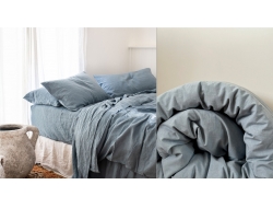 Простынь из вареного хлопка «Голубой меланж» (150x220 210x220 220x240)
