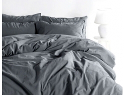 Двуспальное постельное белье из вареного хлопка «Графит»
