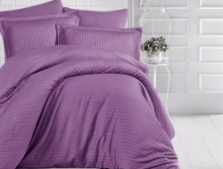 Двуспальное постельное белье из страйп-сатина-жаккарда «Фиолет (полоска 1см)»