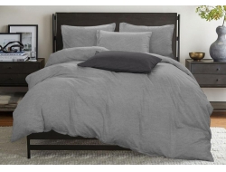 Постельное белье Евро из бязи эконом «Светло-серый ротация»