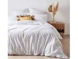 Двуспальное постельное белье из вареного хлопка «Белый»