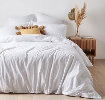 Двуспальное постельное белье из вареного хлопка «Белый»